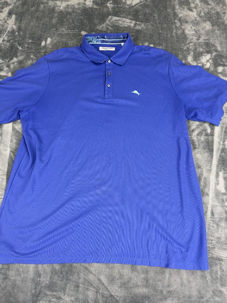 Tommy Bahama Islandzone Mens Blue Short Sleeve Embroidered Polo Shirt 2xl